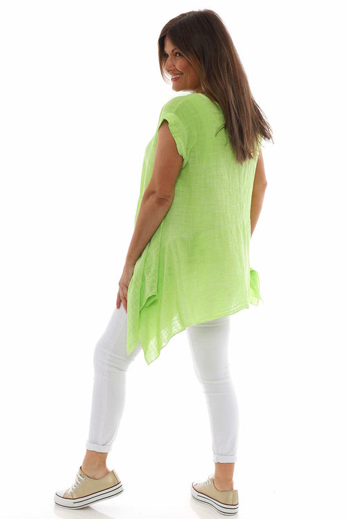 Bransbury Washed Cotton Top Lime - Image 6