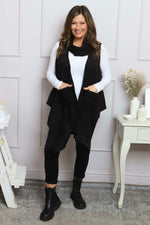 Orpha Cowl Neck Cotton Waistcoat Black Black - Orpha Cowl Neck Cotton Waistcoat Black