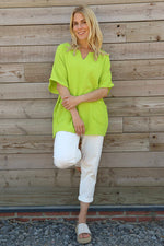 Leonie Crinkle Cotton Top Lime Lime - Leonie Crinkle Cotton Top Lime