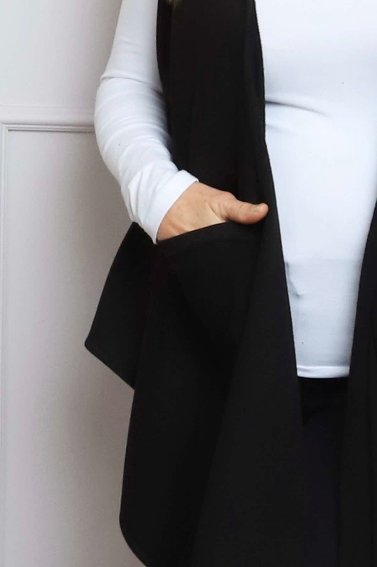 Orpha Cowl Neck Cotton Waistcoat Black