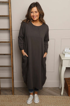 Alina Cotton Dress Charcoal