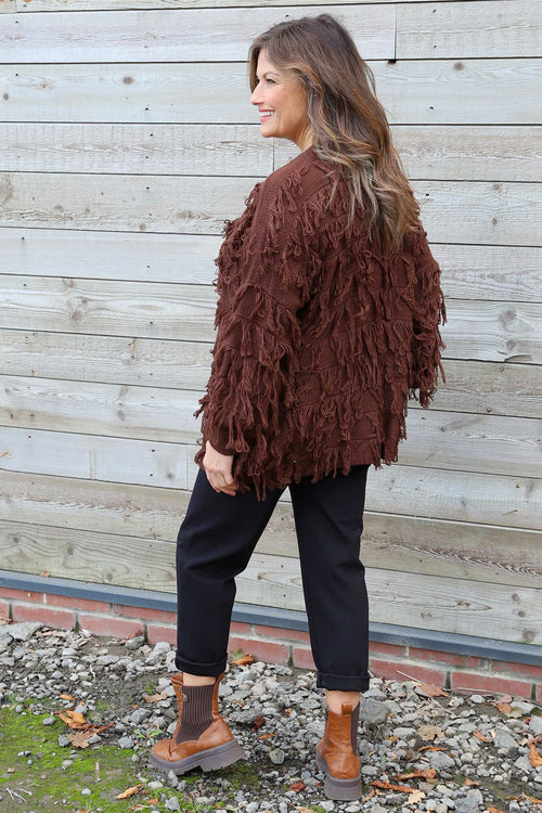 Caitlin Tassel Knitted Cardigan Cocoa - Image 3