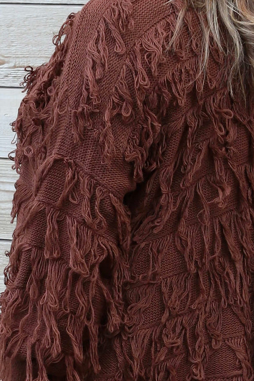 Caitlin Tassel Knitted Cardigan Cocoa - Image 4
