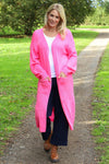 Chelsea Long Knitted Cardigan Fuchsia