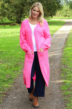 Chelsea Long Knitted Cardigan Fuchsia Fuchsia - Chelsea Long Knitted Cardigan Fuchsia