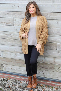 Caitlin Tassel Knitted Cardigan Camel