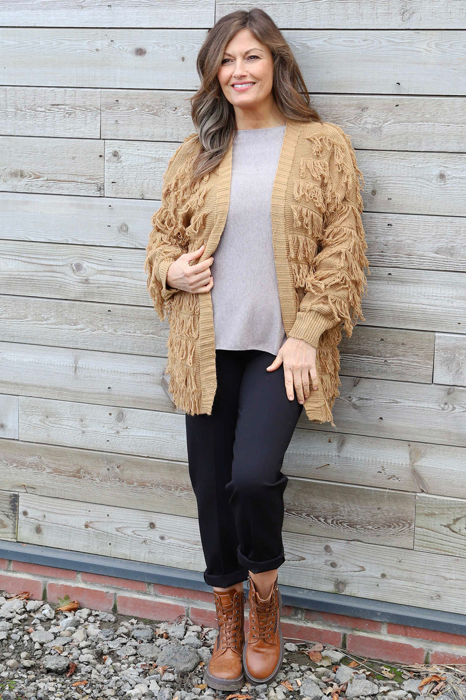Caitlin Tassel Knitted Cardigan Camel