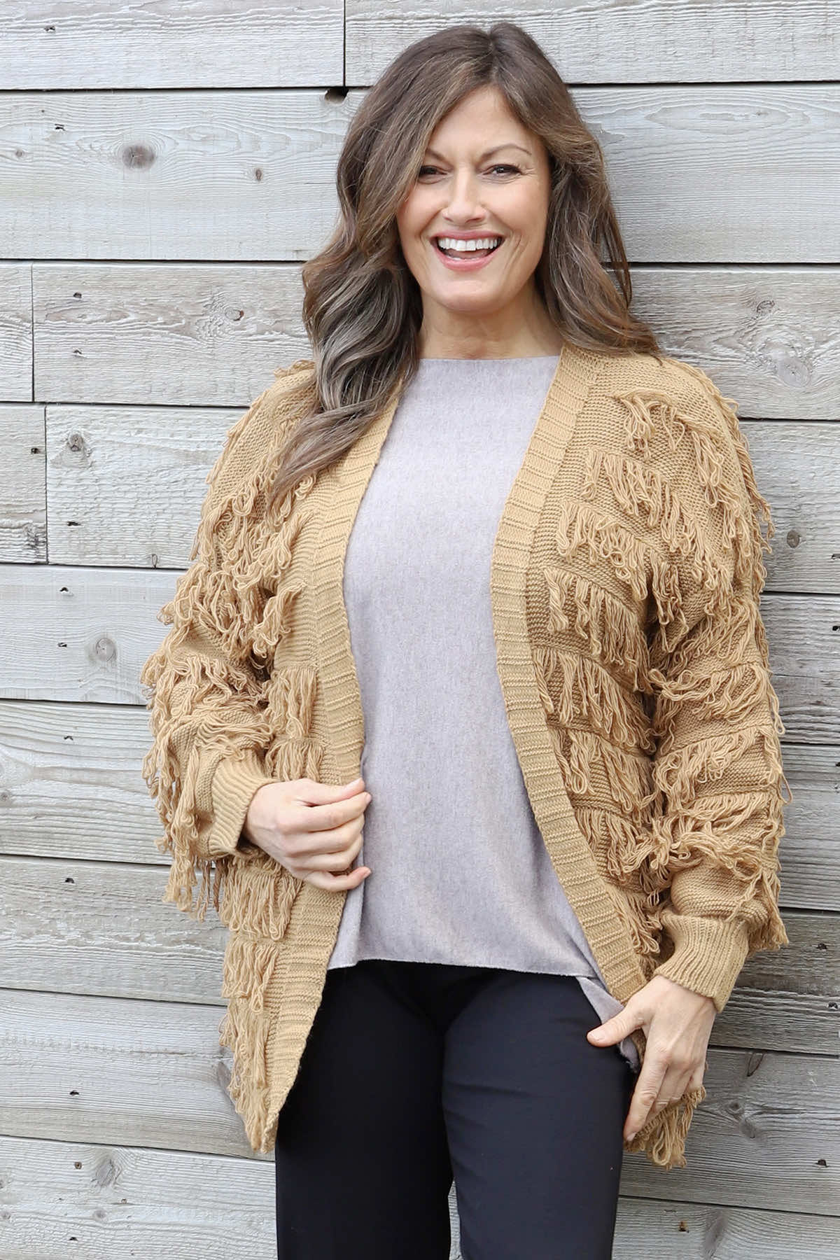 Caitlin Tassel Knitted Cardigan Camel