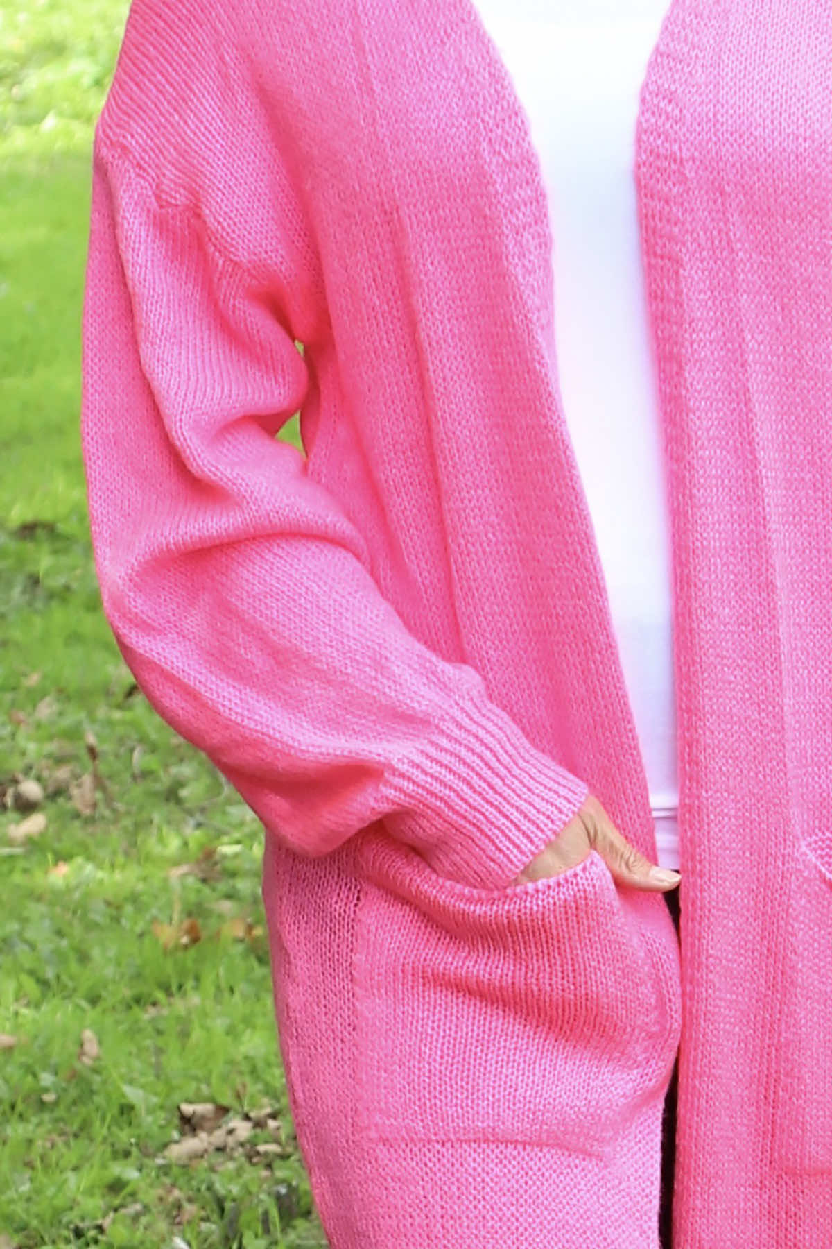 Chelsea Long Knitted Cardigan Fuchsia