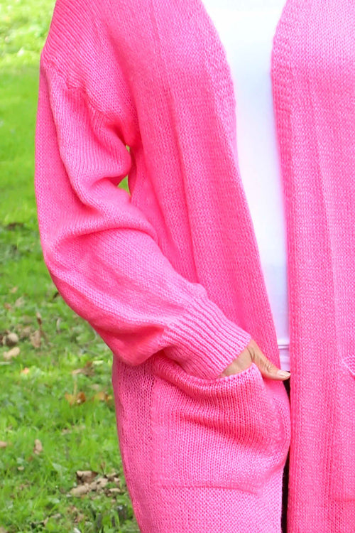 Chelsea Long Knitted Cardigan Fuchsia - Image 3