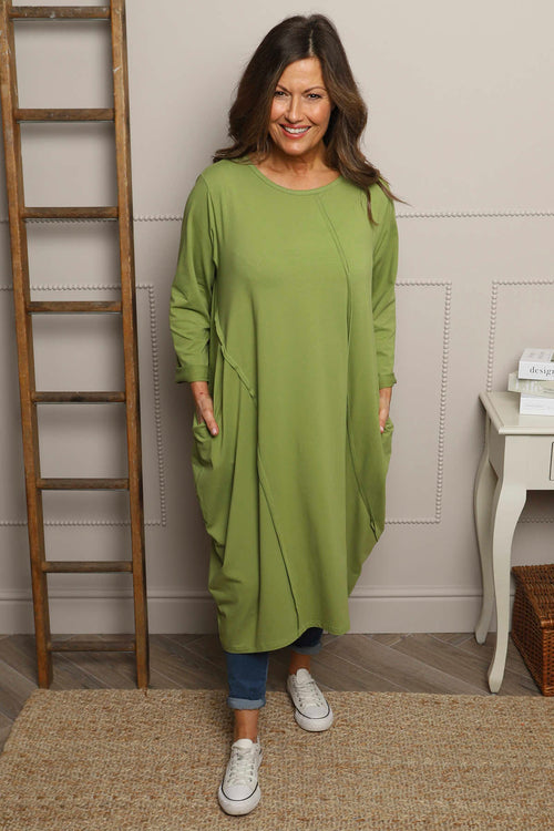 Alina Cotton Dress Olive - Image 1