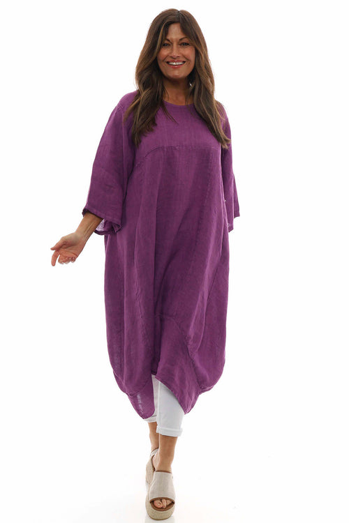 Diane Linen Dress Purple - Image 2