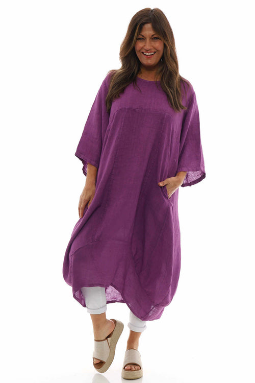Diane Linen Dress Purple - Image 5
