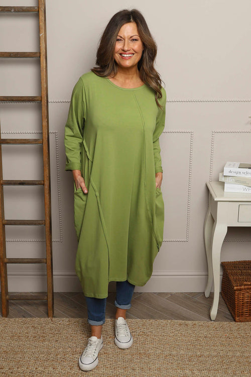 Alina Cotton Dress Olive - Image 2