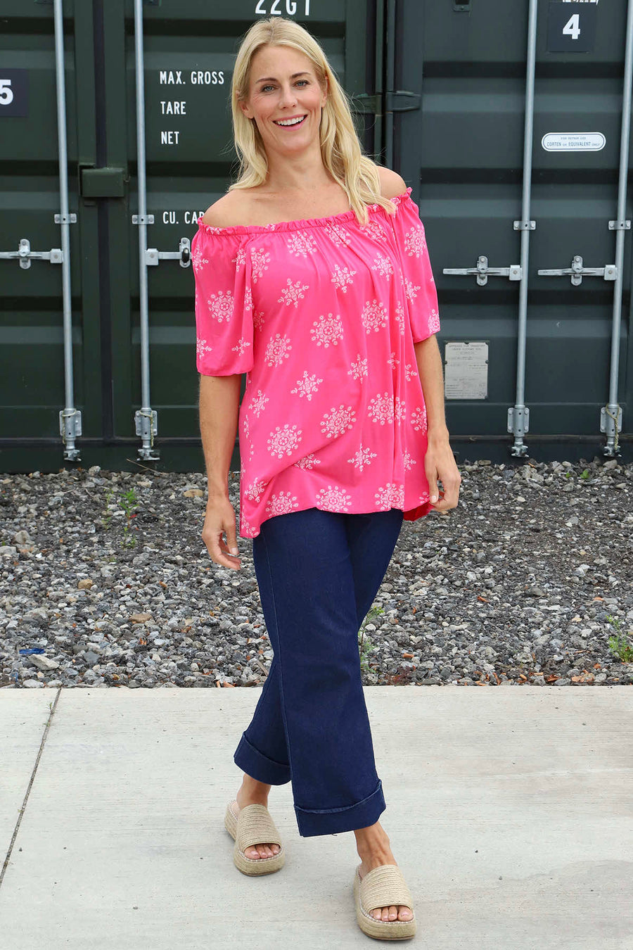 Elari Print Top Fuchsia