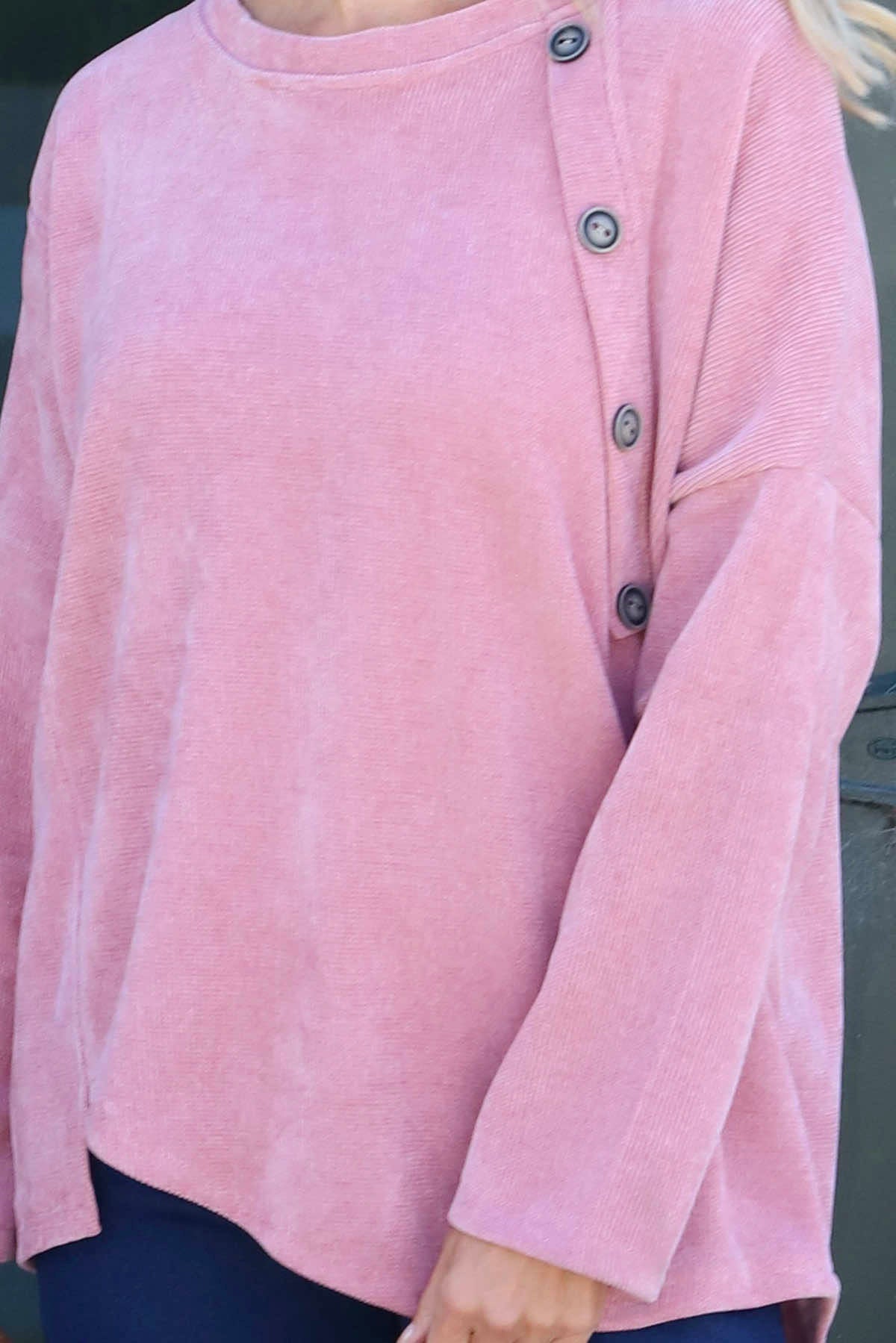 Donna Cord Button Top Pink