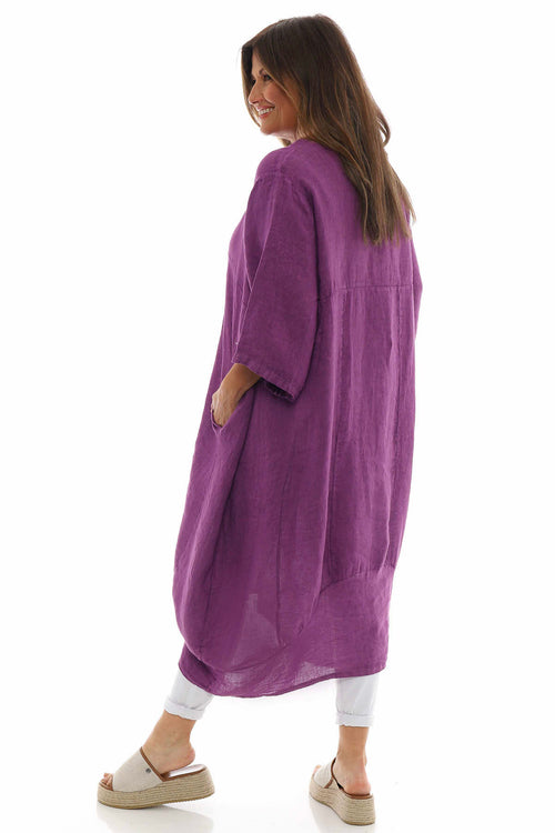Diane Linen Dress Purple - Image 6