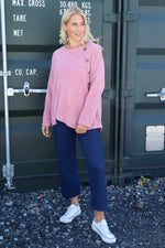 Donna Cord Button Top Pink Pink - Donna Cord Button Top Pink