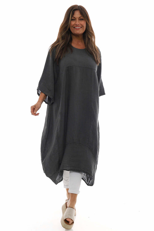Diane Linen Dress Mid Grey - Image 2