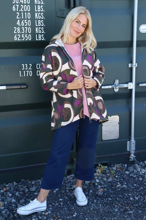 Cynthia Print Zip Hooded Jacket Purple - Image 1