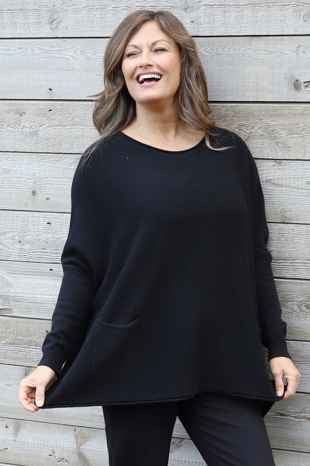 Ferne Pocket Knitted Jumper Black