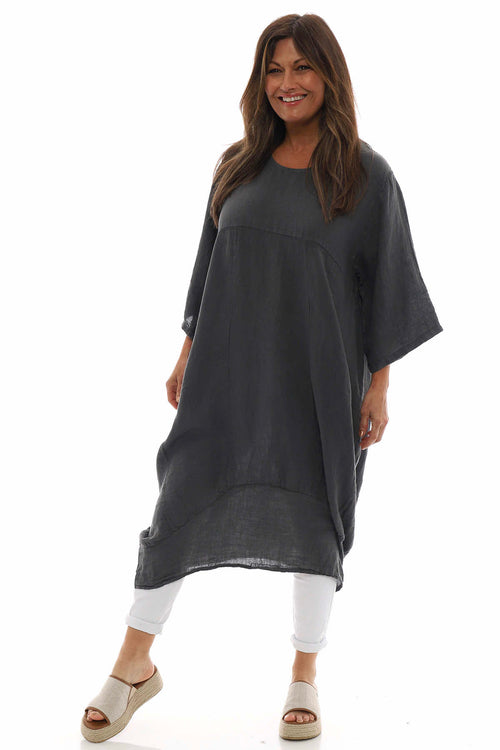 Diane Linen Dress Mid Grey - Image 3