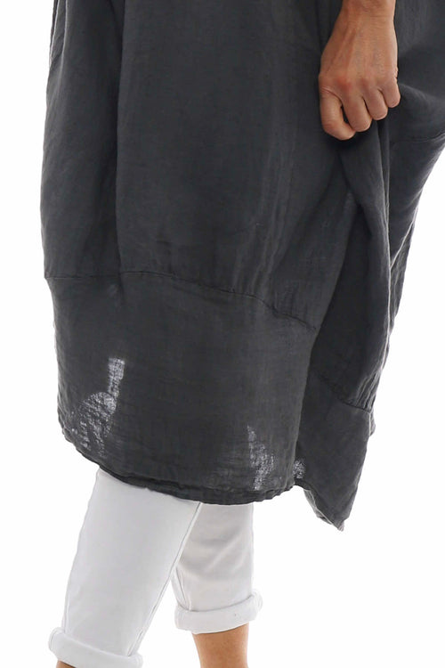 Diane Linen Dress Mid Grey - Image 4