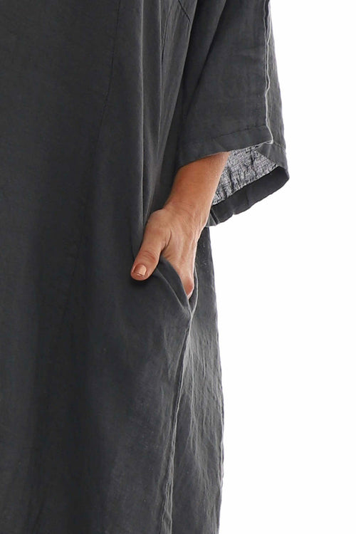 Diane Linen Dress Mid Grey - Image 5
