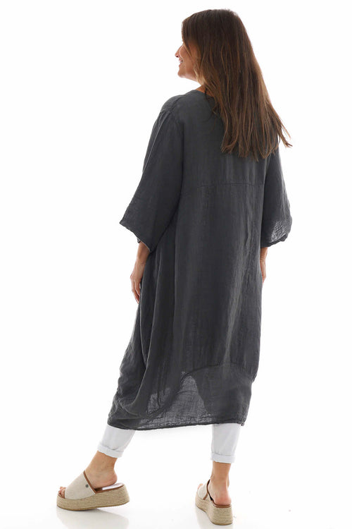 Diane Linen Dress Mid Grey - Image 6