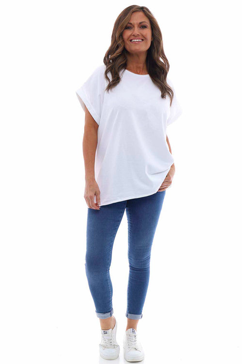 Rebecca Rolled Sleeve Top White - Image 1