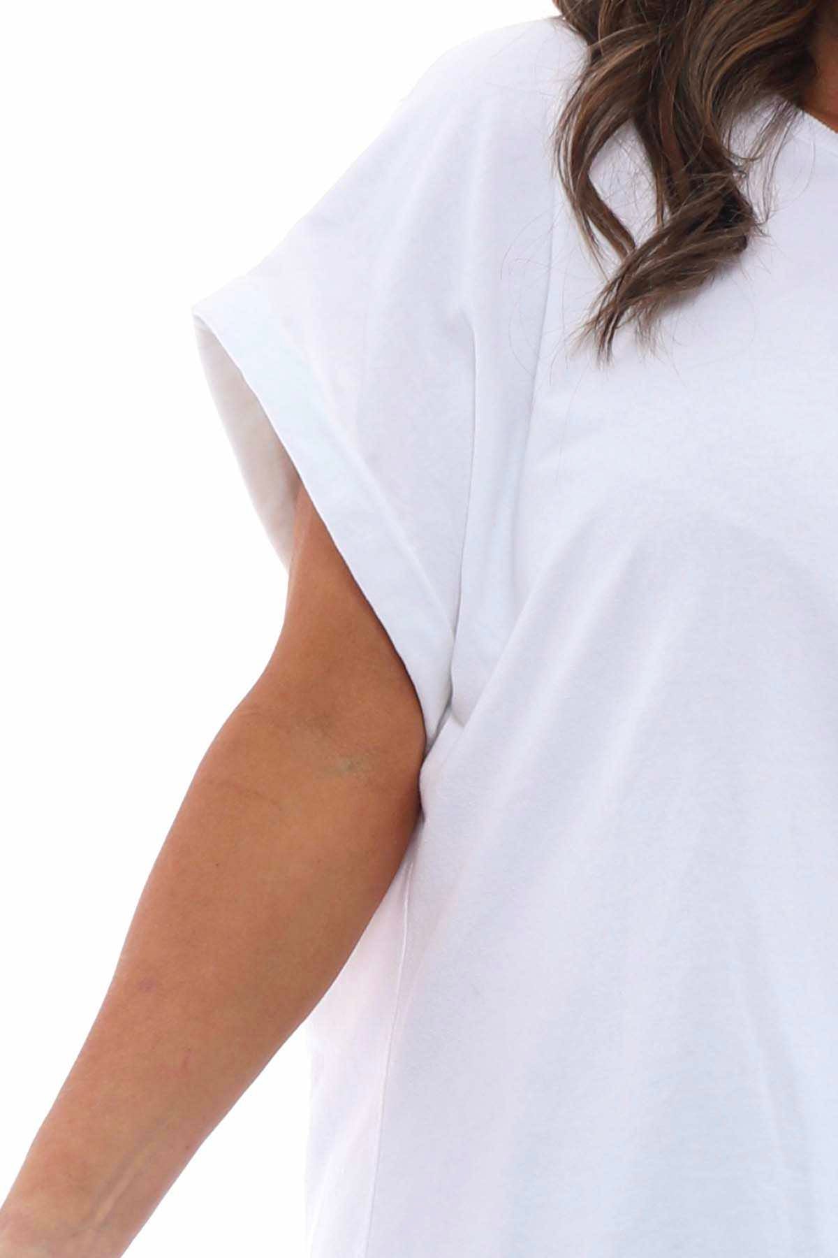 Rebecca Rolled Sleeve Top White