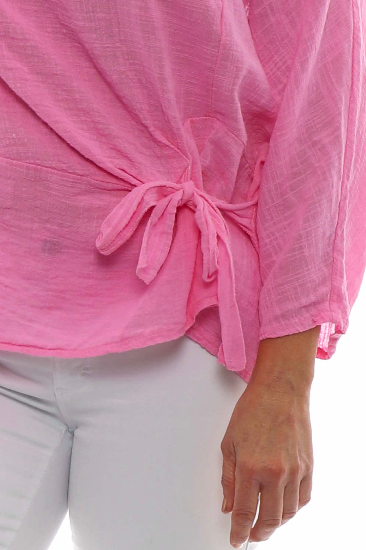 Raleigh Tie Detail Top Bubblegum Pink