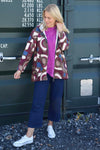 Cynthia Print Zip Hooded Jacket Wine