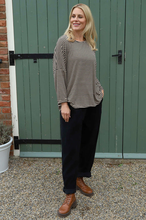 Frances Stripe Sweat Top Stone - Image 3