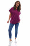 Rebecca Rolled Sleeve Top Berry