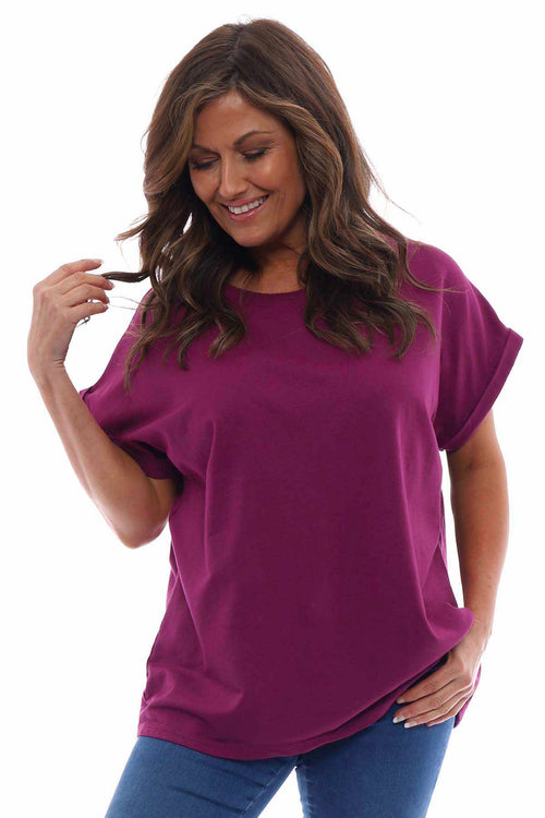 Rebecca Rolled Sleeve Top Berry - Image 2
