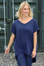 Porthcurno Tie Back Cotton Top Navy Navy - Porthcurno Tie Back Cotton Top Navy