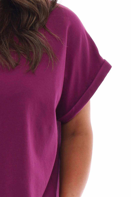 Rebecca Rolled Sleeve Top Berry - Image 3