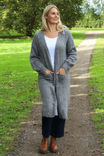 Chelsea Long Knitted Cardigan Mid Grey Mid Grey - Chelsea Long Knitted Cardigan Mid Grey