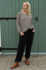 Poppy Needlecord Trousers Black Black - Poppy Needlecord Trousers Black