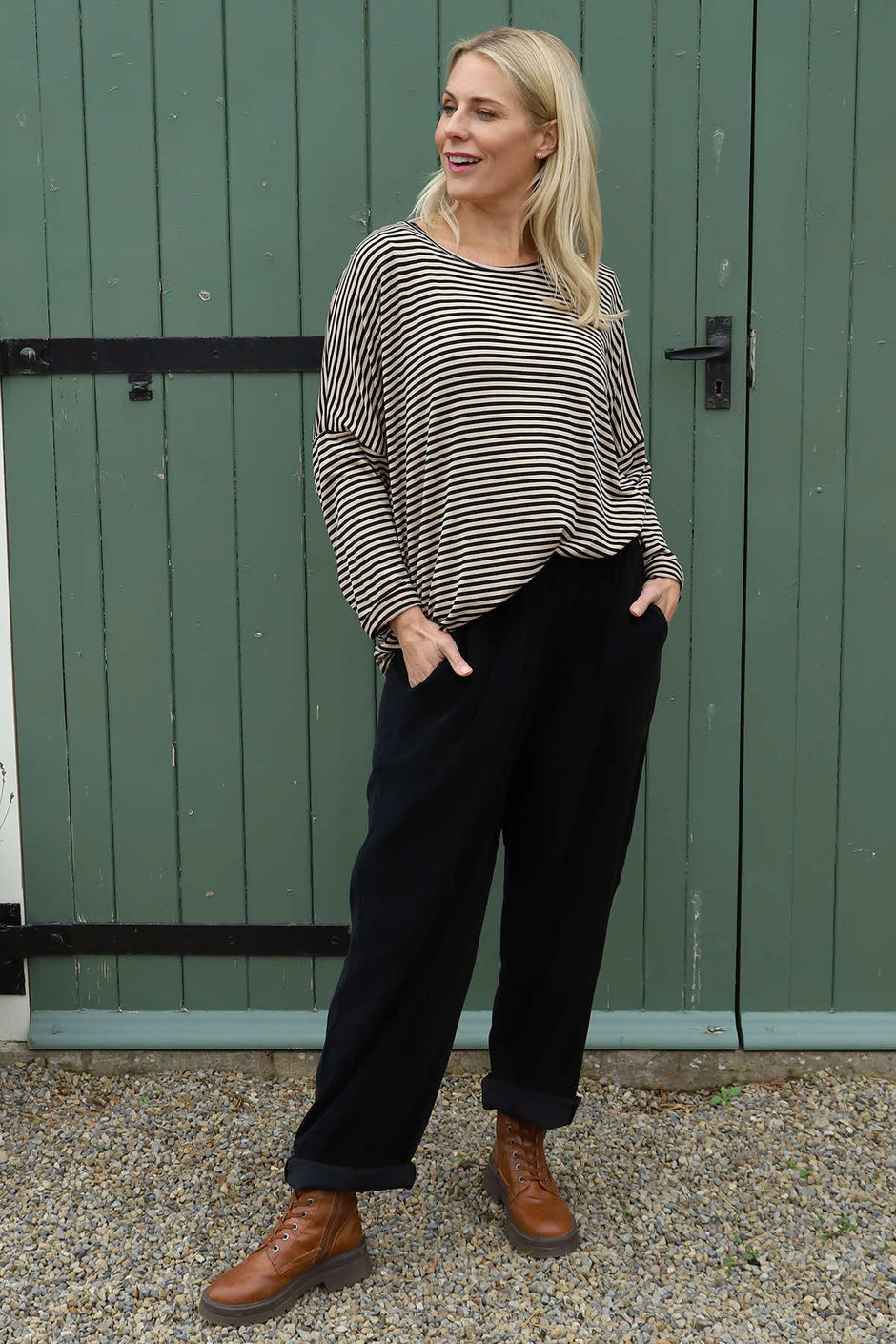 Poppy Needlecord Trousers Black