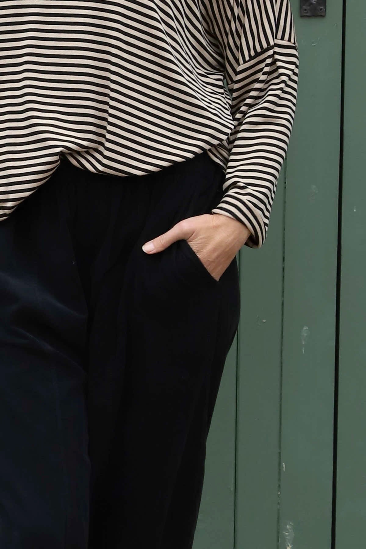 Poppy Needlecord Trousers Black