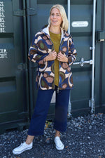 Cynthia Print Zip Hooded Jacket Navy Navy - Cynthia Print Zip Hooded Jacket Navy