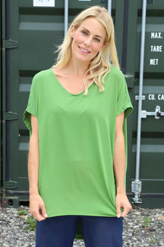 Porthcurno Tie Back Cotton Top Green