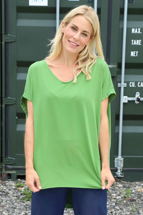 Porthcurno Tie Back Cotton Top Green - Image 1