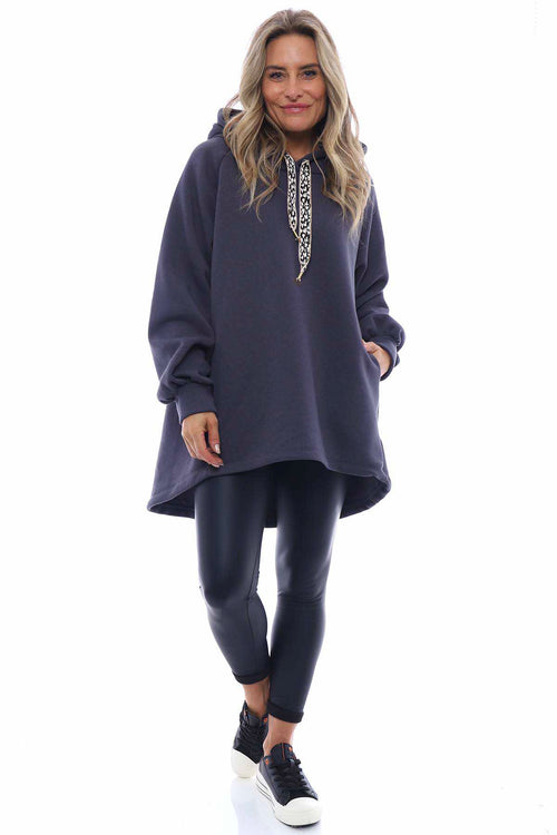 Bella Hooded Cotton Top Charcoal