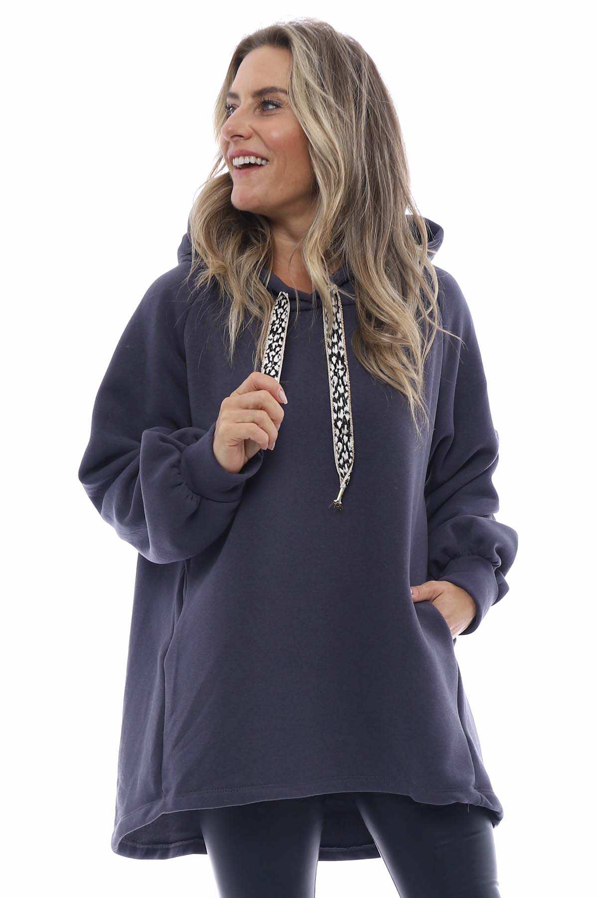 Bella Hooded Cotton Top Charcoal