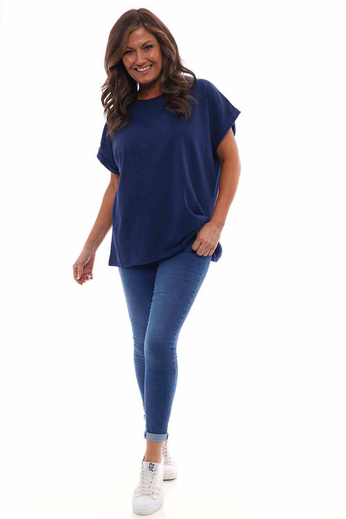 Rebecca Rolled Sleeve Top Navy - Image 2