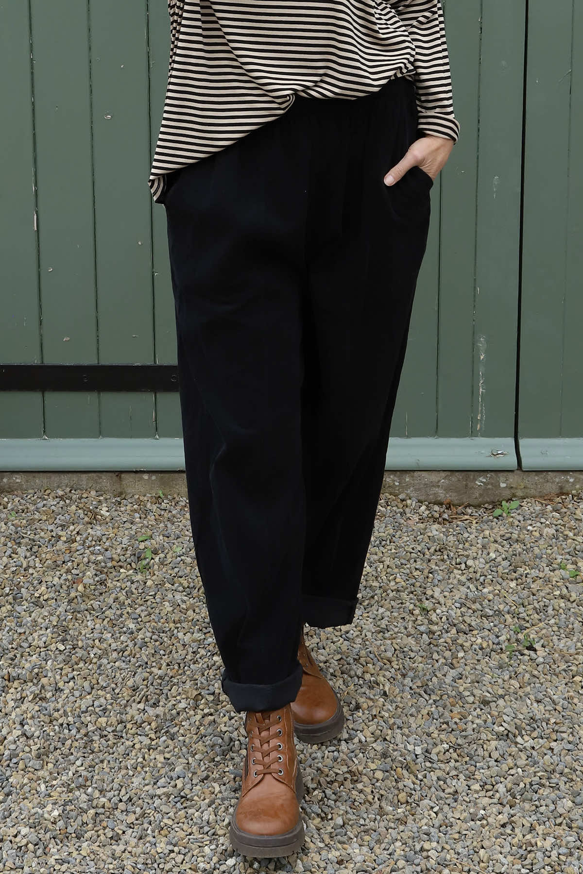 Poppy Needlecord Trousers Black