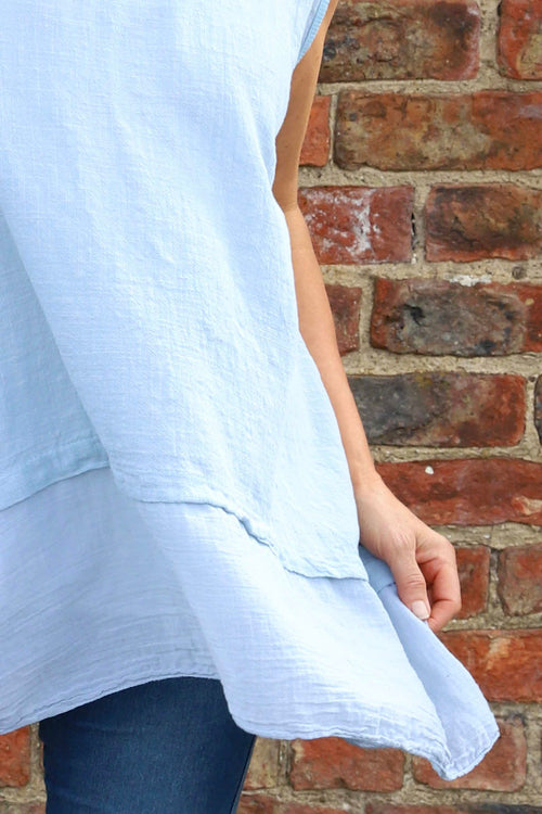 Perla Sleeveless Cotton Top Light Blue - Image 3